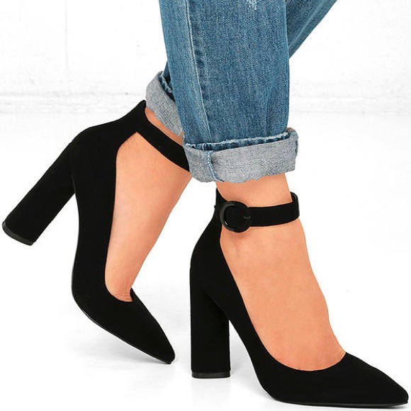 Revolve Kendall + Kylie Gloria Black Suede Heels